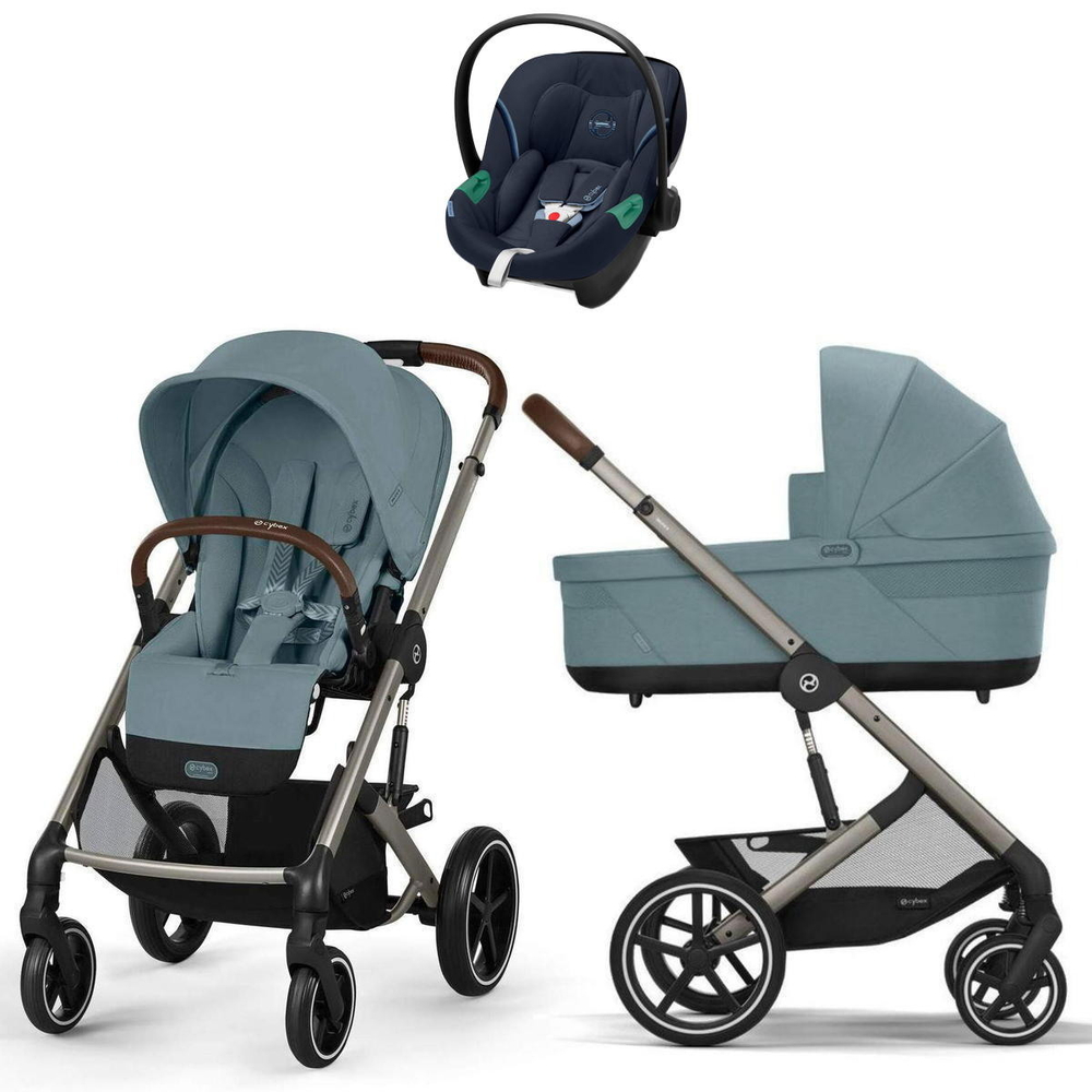 Коляска Cybex Balios S Lux TPE complete Aton S2 Ocean Blue 3 в 1 Stormy Blue с дождевиками