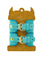 Голубые двуслойные кожаные наручники-браслеты (Цвет: голубой)