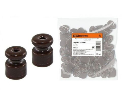 Керамический изолятор TDM для ретро провода ЭКО бук 25шт SQ2802-0006