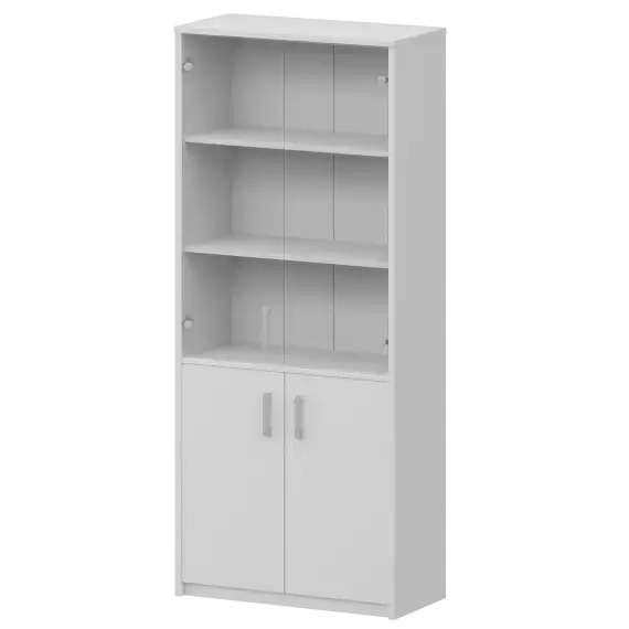 Шкаф комбинированный с прозрачным стеклом А-310/А-стл310пр Белый 770x365x2000 Арго