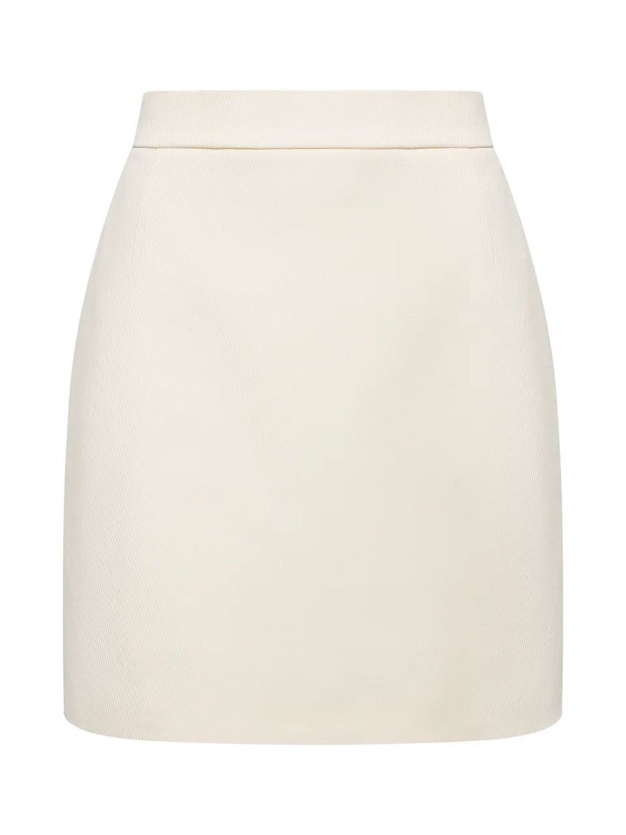 Юбка из диагональной ткани мини молочная