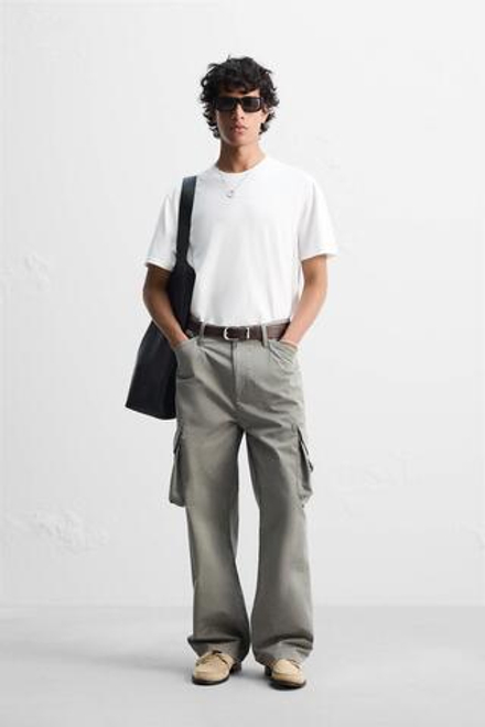 ZARA ФУТБОЛКА КЛАССИЧЕСКОГО КРОЯ СРЕДНЕЙ ПЛОТНОСТИ, БЕЛЫЙ