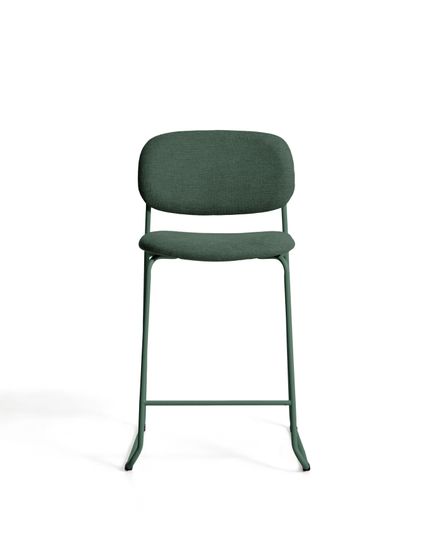 Полубарный стул Meli из зеленой синели с металлическими ножками, 65 см