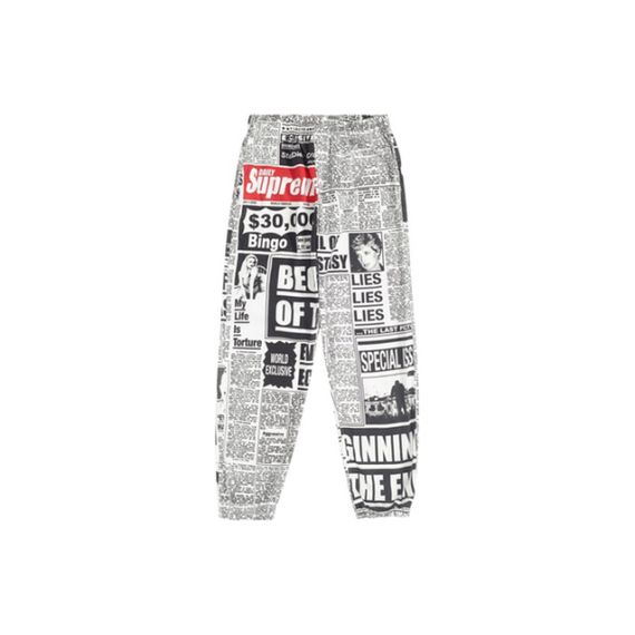 Supreme FW18 Newsprint Skate Pant White