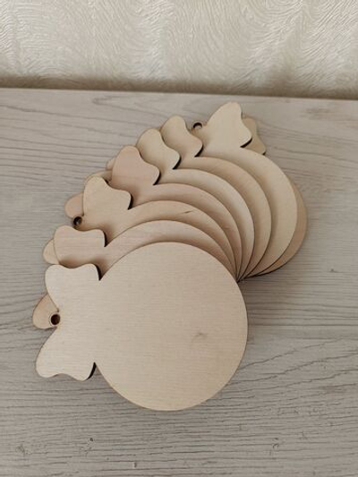 Деревянные заготовки для изготовления новогоднего шара, набор 10 шт, 11*8,5 см