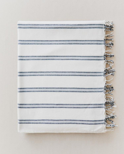 ZARA HOME ПЛЯЖНОЕ ПОЛОТЕНЦЕ ПАРЕО В ПОЛОСКУ, ТЕМНО-СИНИЙ