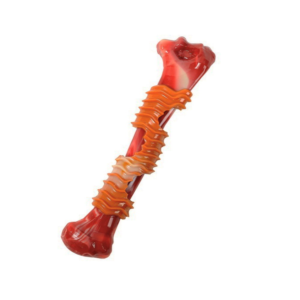 Игрушка M-PETS Карнивор кость, вкус бекона для собак, цвет красный, 25.4x5.5x4.8 см