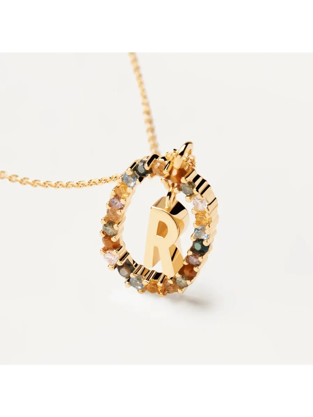 Колье Буква R серебро 925 пробы покрытое золотом