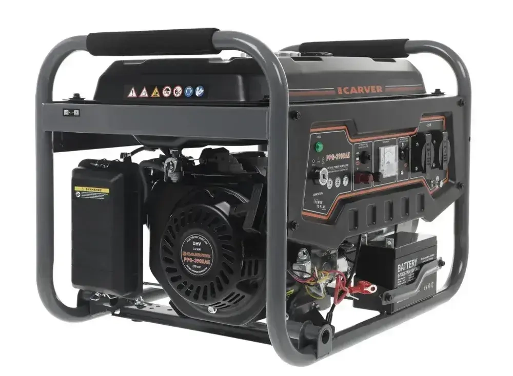 Бензиновый генератор CARVER PPG-3900АE ( 3.2 кВТ, бак 15 л, 220В, электростартер)