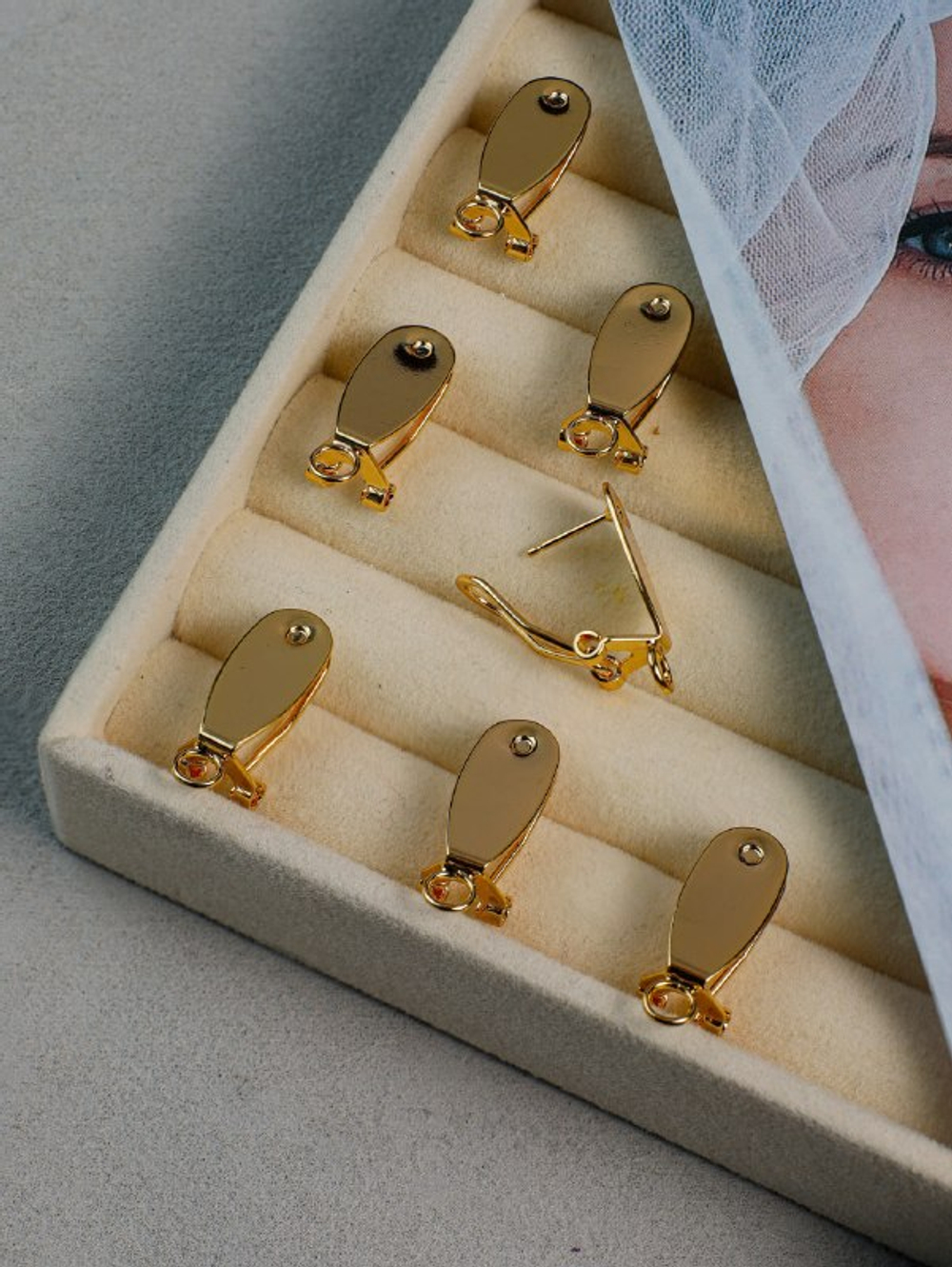 Швензы "Овальная площадка", 23*8 мм, позолота 18k, 1 пара