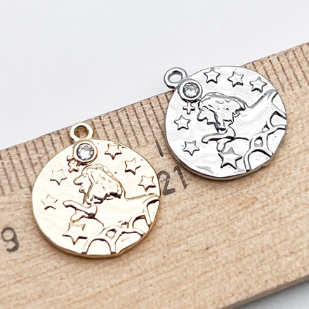 Подвеска Знак Зодиака Лев, цвет золото, фианит, размер 16*14 мм, цена за 1 шт