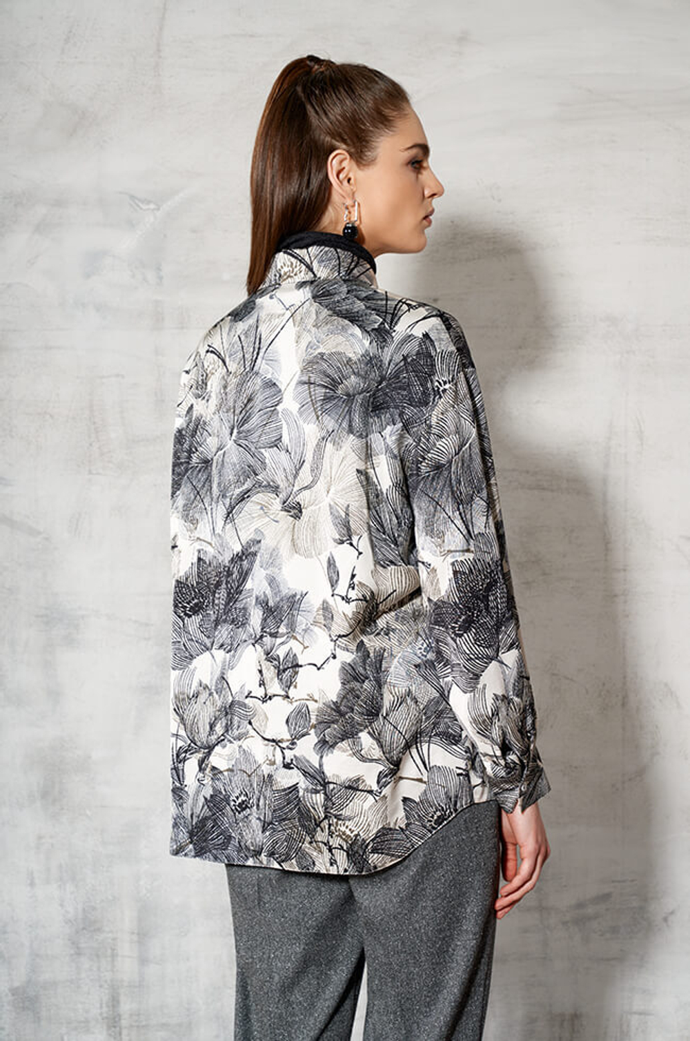 22496 Блузка женская (серый  принт)