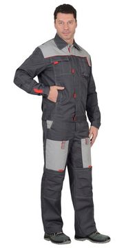 Костюм "Сириус-Фаворит" полукомбинезон (серый/с.серый/красный)