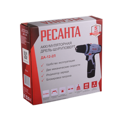 Дрель-шуруповерт аккумуляторная Ресанта ДА-12-2Л