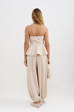 Брюки алладины из вискозы жемчужного цвета