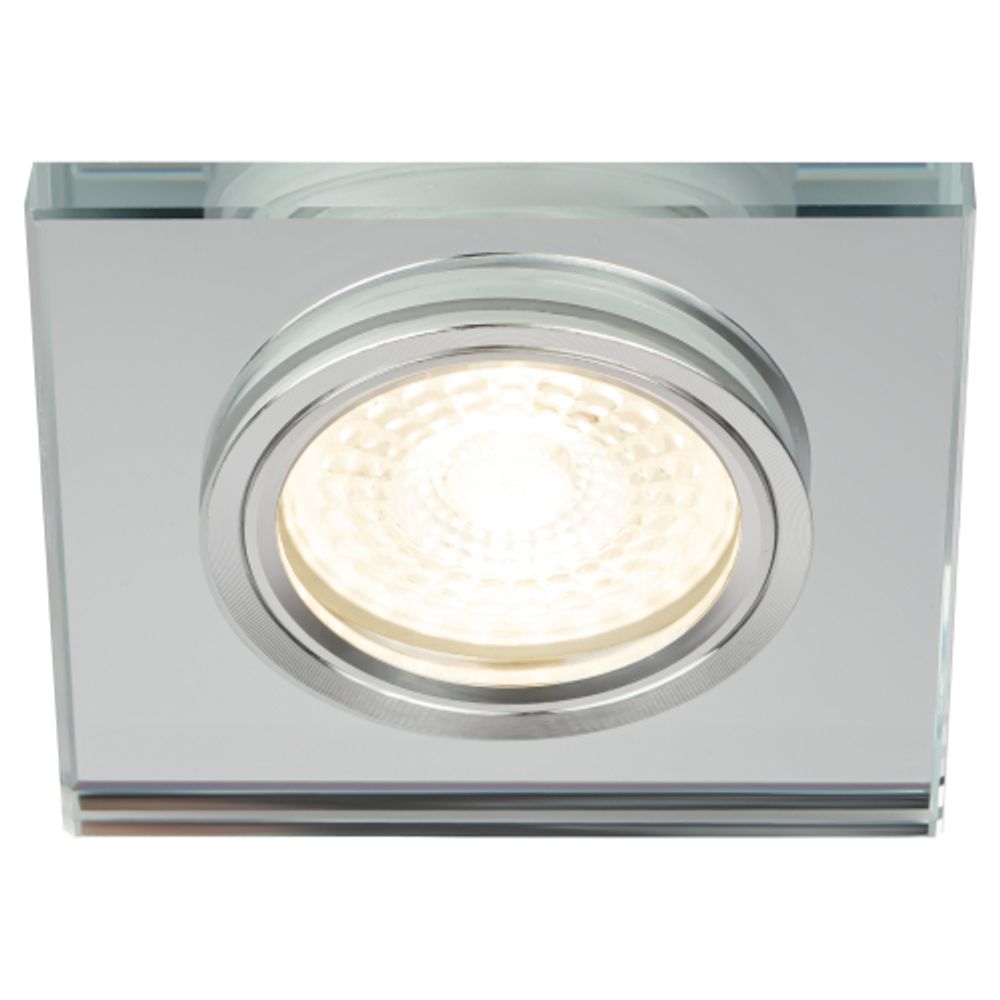 DK8 CH/WH Светильник ЭРА декор стекло квадрат MR16,12V/220V, 50W, хром/зеркальный | Декоративные встраиваемые светильники