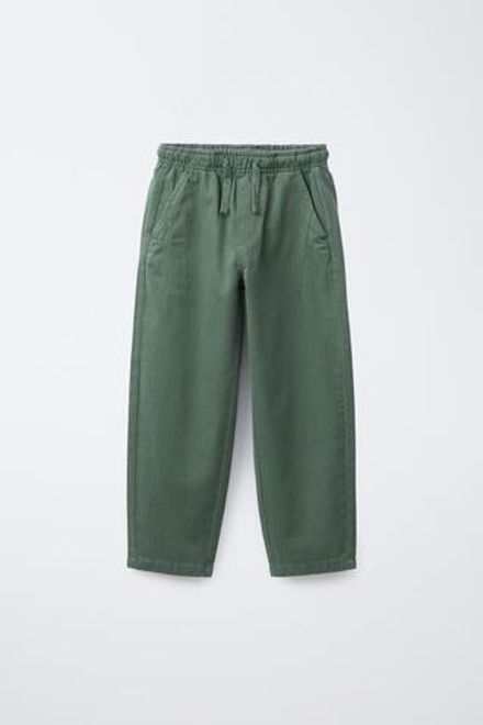 ZARA БРЮКИ ПРЯМОГО КРОЯ, ЗЕЛЕНЫЙ