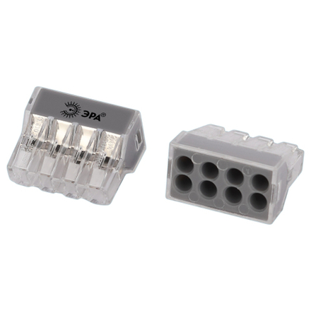 Клемма ЭРА NO-225-366 быстрозажимная 773-608 прозрачная 8-проводная 0.75-4.0 мм2 упаковка 20 шт