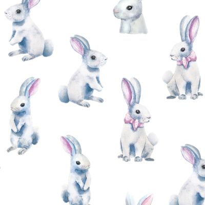 Пасхальные зайцы. Зайцы на белом фоне.