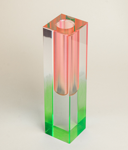 Ваза/Подсвечник из акрила 5 х 5 х 20 Розово-зеленый