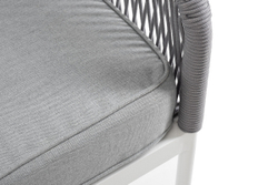 "Канны" левый модуль плетеный из роупа, каркас алюминий белый шагрень, роуп светло-серый круглый, ткань светло-серая