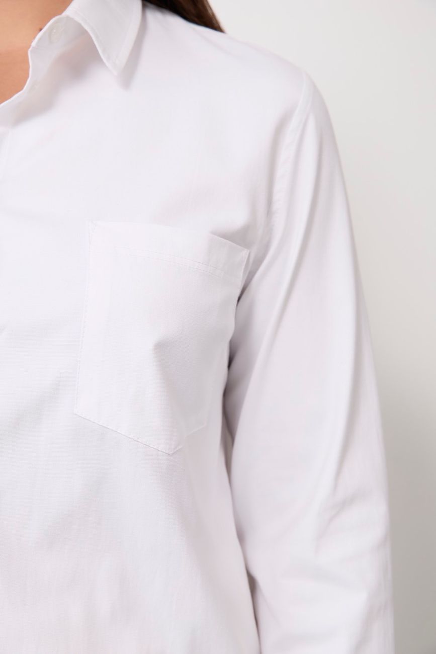 Рубашка удлиненная с карманом; белый