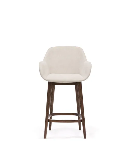 Полубарный стул Konna 65 см бежевый с ножками из темного ясеня