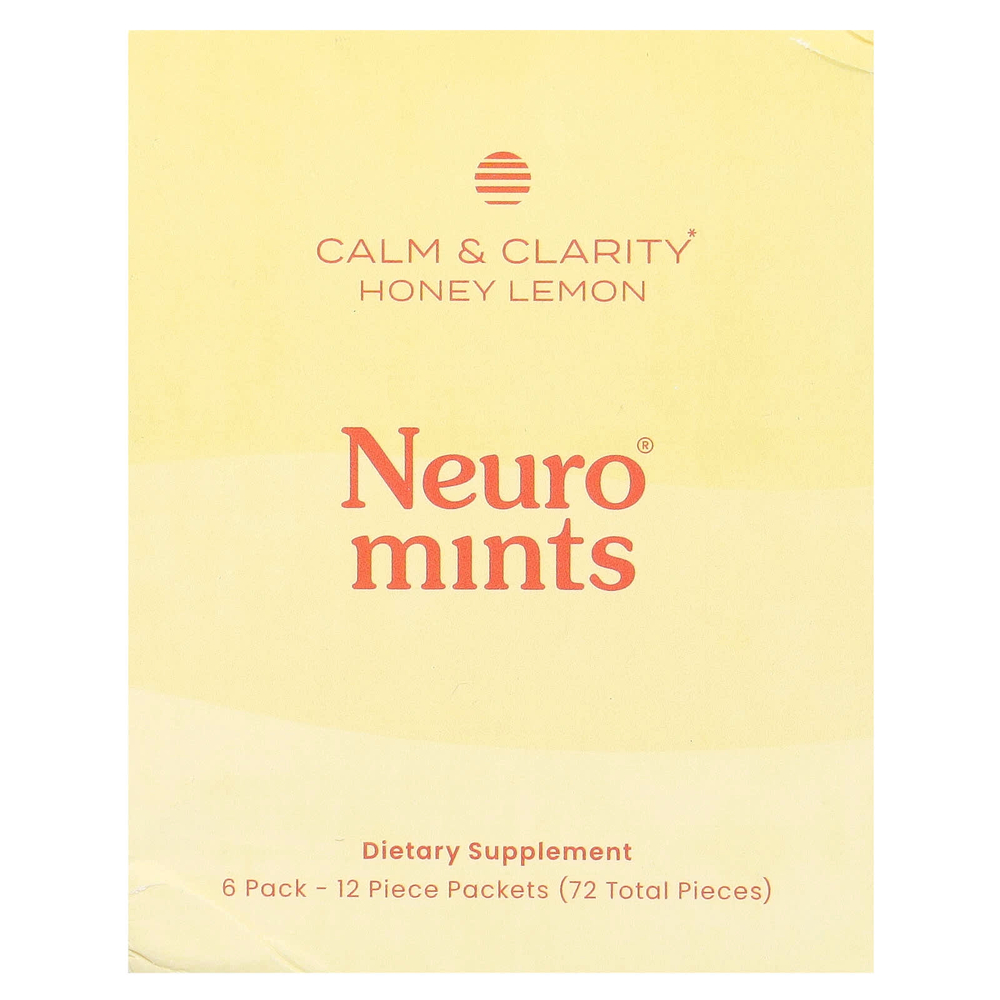 NeuroGum, NeuroMints, спокойствие и ясность, с медом и лимоном, 6 пакетиков по 12 шт.