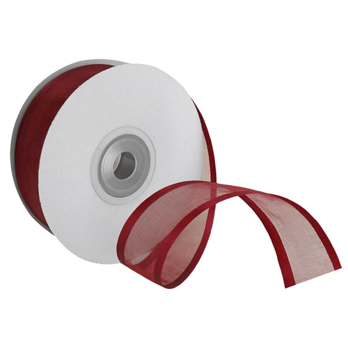 Лента половинки атлас и органза бордовый 2,5 см