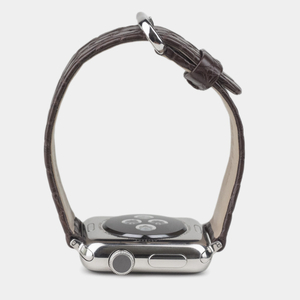 Ремешок для Apple Watch 44/45/46 mm из кожи аллигатора, темно-коричневого цвета