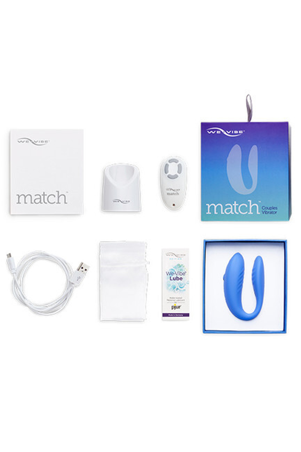 Вибромассажер для пар We-Vibe Match с беспроводным пультом управлением (Цвет: голубой)