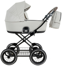 Детская коляска Roan Bass Next Classic d12 2.0 3 в 1 с автокреслом Tutis Elo Black BNC/84/2 Marzipan/Black/руч.Cappuccino