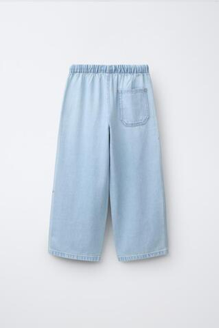 ZARA ДЖИНСЫ WIDE LEG СО СТРАЗАМИ, СИНИЙ