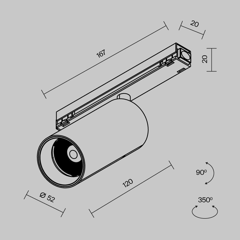 Уличный трековый мангитный светодиодный светильник Maytoni Exility IP   O-TR02-1-S-15WB4K