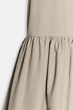 ZARA ОБЪЕМНОЕ НЕЙЛОНОВОЕ ПЛАТЬЕ, КАМЕННО-СЕРЫЙ