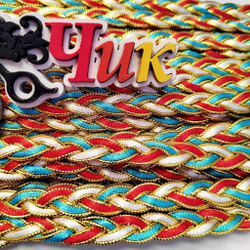 Лента косичка #17 (МИКС Бирюза, белый, красный)