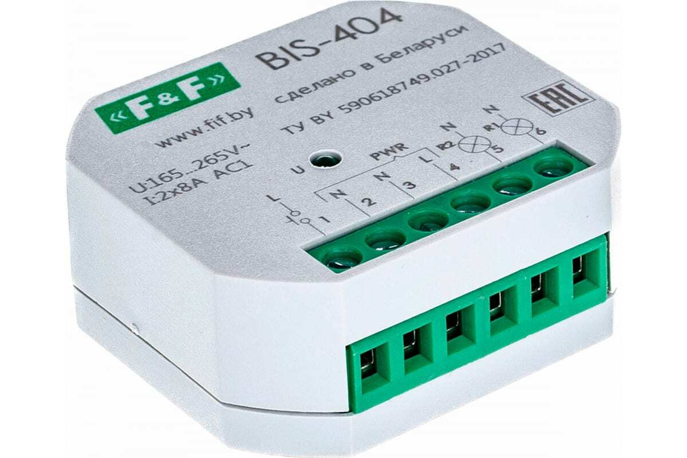 Реле импульсное BIS-404 230В 2х5А 2х1Z IP40 управление двумя нагрузками
