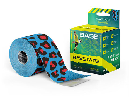 Кинезиотейп RaveTape BASE 5×5 — Ягуар (JAGUAR ON LIGHTBLUE)