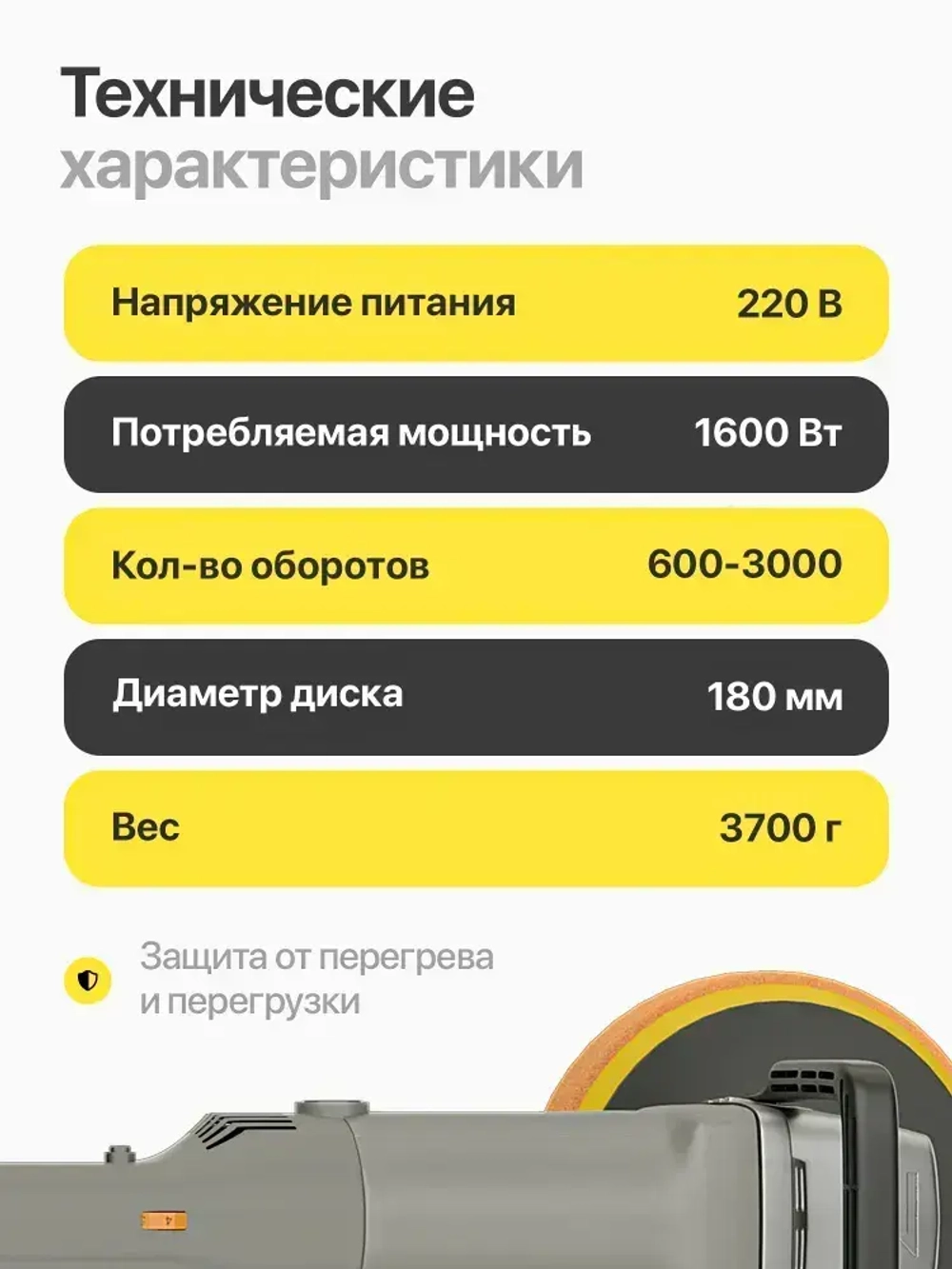 Ручная полировальная машинка электрическая, сетевая с регулируемой скоростью / Шлифовальная машинка для полировки и детейлинга кузова WPM2-4