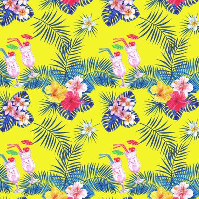 Пляжное настроение пальмы, пинаколада, цветы