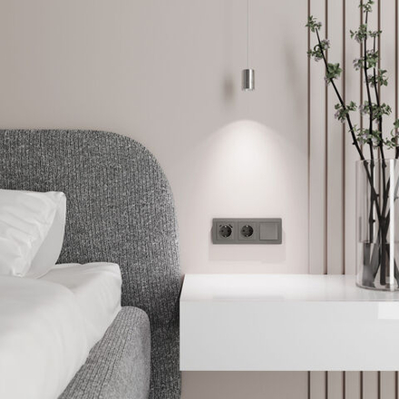 Выключатель одноклавишный (графит акрил)