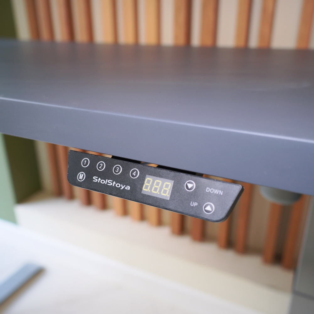 Регулируемый компьютерный стол Motor UP с регулировкой по высоте — столешница МДФ сланцево-серый