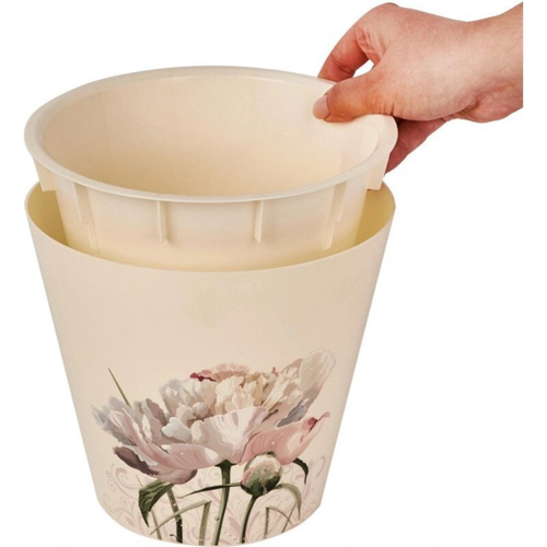 КАШПО INGREEN ЛОНДОН ПИОН СО ВСТАВКОЙ ПЛАСТИК D-23СМ H-20СМ V-5Л БЕЖЕВЫЙ