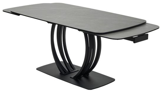Стол MALTA 160 KL-136 Серый мрамор матовый, итальянская керамика/ черный каркас