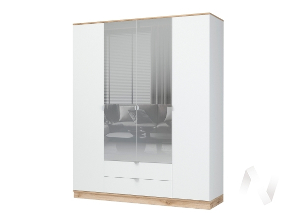 Шкаф 4-х створчатый с зеркалом МС Юкки