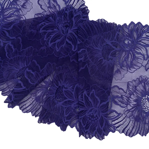 Кружево эластичное синее 25 см, Китай