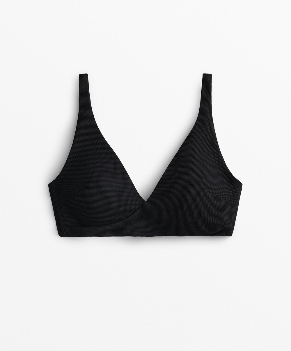 OYSHO Топ бикини халтер из ткани пике на запахе, черный