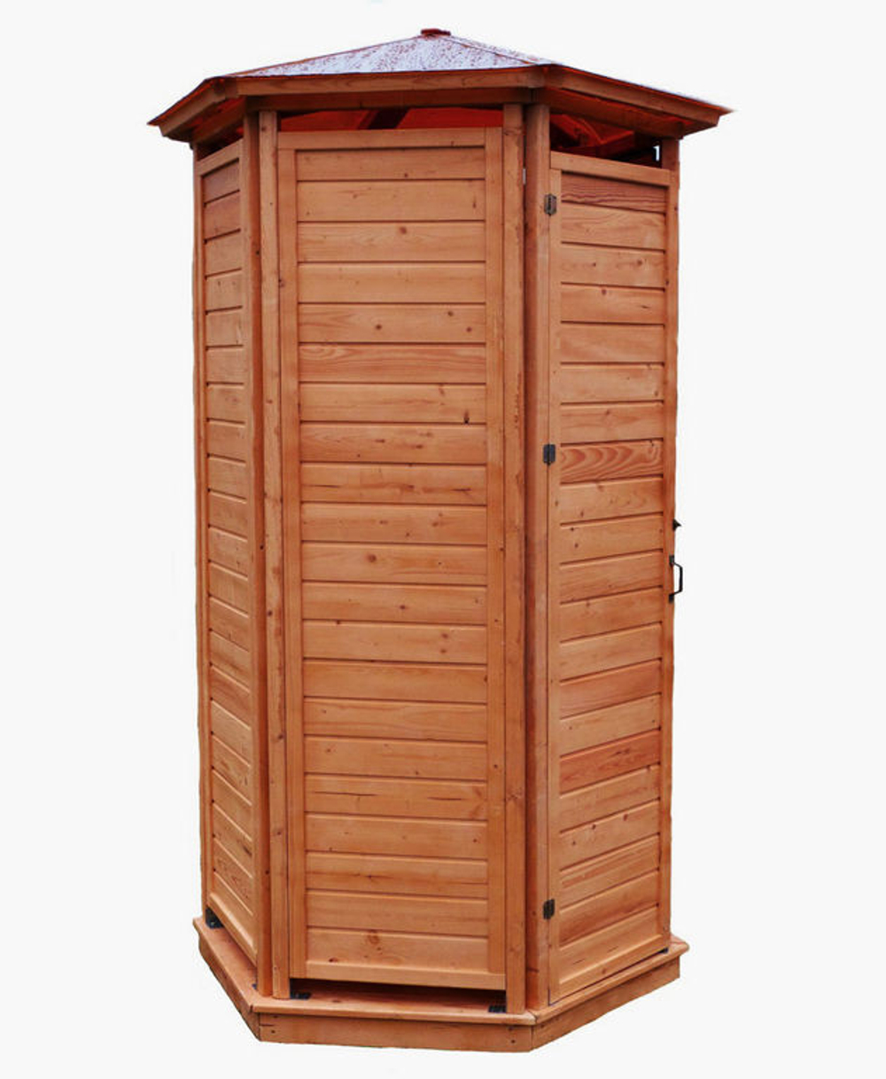 Уличная душевая кабина шестиугольная (с крышей) 250х150х150 см