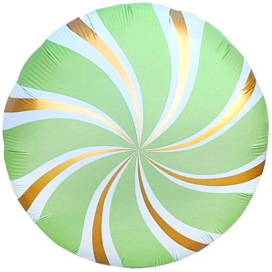 Шар (18''/46 см) Круг, Леденец, Мятный/Золото, Сатин