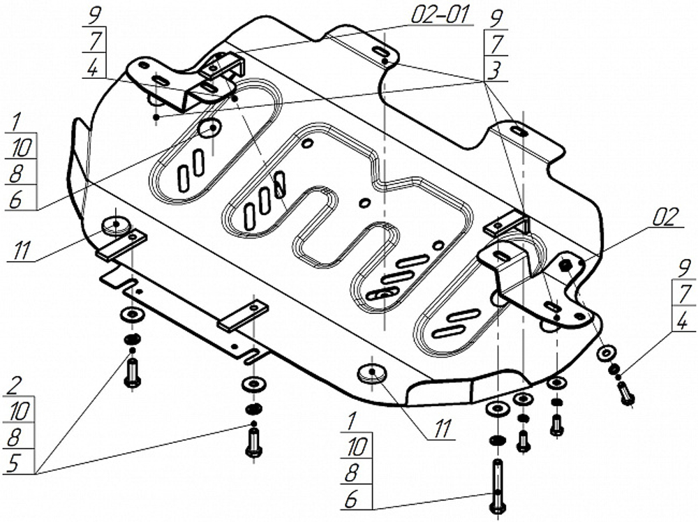 Защита радиатора, 2 мм, Сталь. для Jac T9 2024-н.в., Motodor.78315